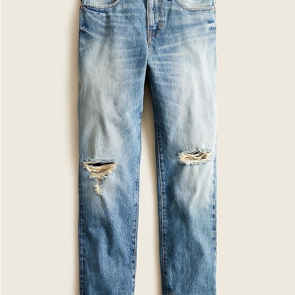 J. Crew Slouchy Boyfriend Jean in Southern Sky Wash Distressed Mom Baggy 29T L - Picture 3 of 11